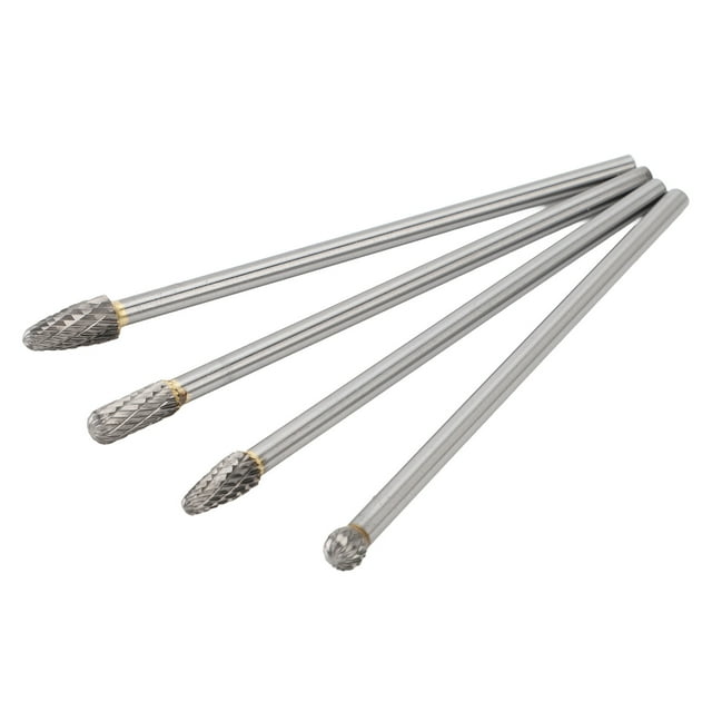 Ensemble de Lime en Carbure Long, Têtes de Cylindre Broyage Longues Doubles Coupures 4 Pcs pour Réparation Automobile
