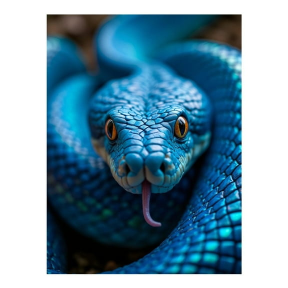 Diamond Art Kit for Adults, Blue Curled Serpent Closeup Diamond Painting for Adults Beginners, DIY Diamond Art Painting Kits, 5D Diamond Painting Crafts for Home Decor 12x16 Frameless