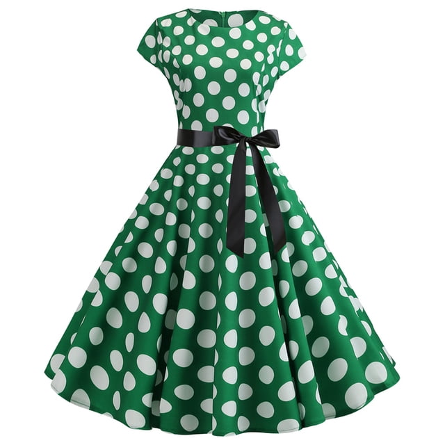 B91xZ Robes Grande Taille Décontractées Manches Courtes Robe Smockée Col en V Taille Haute à Volants Robes Midi, Vert G