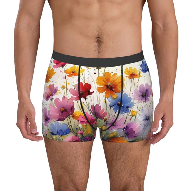 Balery Colorful Wildflower Meadow Calzoncillos bóxer para hombre, ropa interior de algodón suave y transpirable con cinturilla de nailon-X-Large