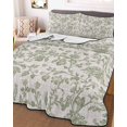 thumbnail image 2 of Farmhouse Sage Green Summer Quilt Set Queen Size, Soft Microfiber Quilted Bedding Set with 2 Pillow Shams, Vintage Flower Leaf Botanical Lightweight All Season Bedspread Coverlet for Bedroom 90"x96", 2 of 6