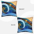 thumbnail image 3 of Fotbe Stained Glass Ocean Wave Pattern Velvet Decorative Throw Pillow Covers with Elegant Piping, Soft Plush Cushion Cover for Sofa, Bed, Car, Office-18"x18", 3 of 8