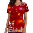 thumbnail image 2 of Dvkptbk Blouse de Noël pour Femmes, Vêtements d'Infirmière, Uniforme de Travail avec Poches, Mode Décontractée, Col Rond, Manches Courtes à Cordon, 2 of 5