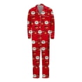 thumbnail image 2 of 2025 Family Satin Christmas Pajamas Sets Silk Satin Button Down Sleepwear Holiday Casual Loungewear Soft Xmas Silk Pjs 2 Pcs Outfits (Dad, Red, Size L), 2 of 8