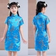 thumbnail image 4 of Ruyang Girls Chinese Gheongsam Floral Graphic Traditional Dress Kids New Year Embroidery Qipao Skirt Stand Collar Side Split Outfits, 4 of 5