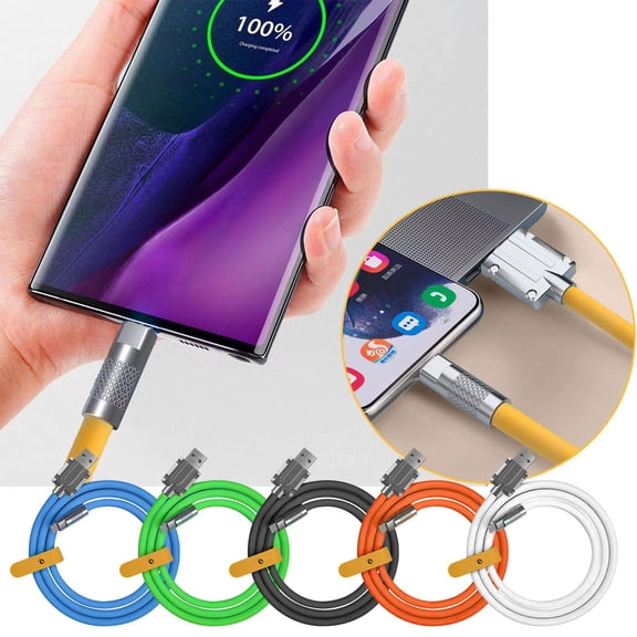AJK 1.5m USB Fast Charging USB To Type C Data Cable 120W Super Fast Charging Type C Silicone Fast Charging Cable Compatible With Android Series,Black