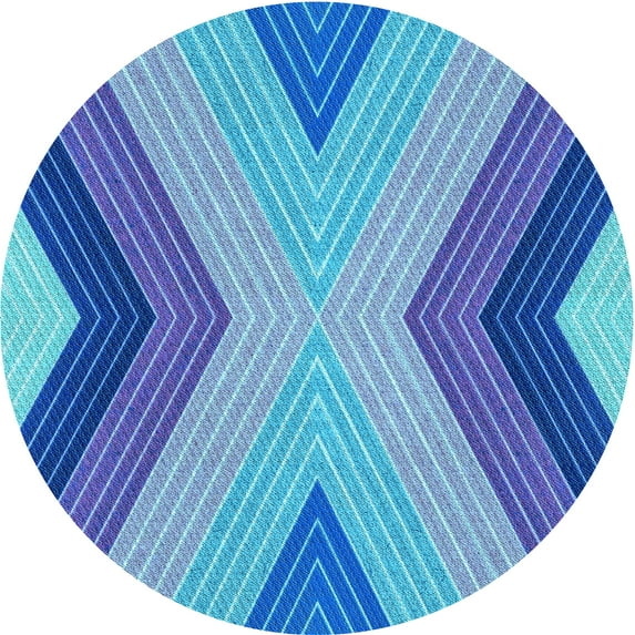 Ahgly Company Indoor Round Patterned Ocean Blue Area Rugs, 8' Round