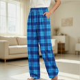 thumbnail image 4 of HAOTAGS Kids Plaid Pants (4-16) Elastic Waist Stright Leg Loungewear Pants with Pockets Navy Size 9, 4 of 7