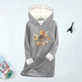 thumbnail image 4 of Qulqfy Plus Size Tops for Women Fleece Lined Long Sleeve Gray Pullover Tops Winter Floral Hooded Shirts Tops for Women, 4 of 5