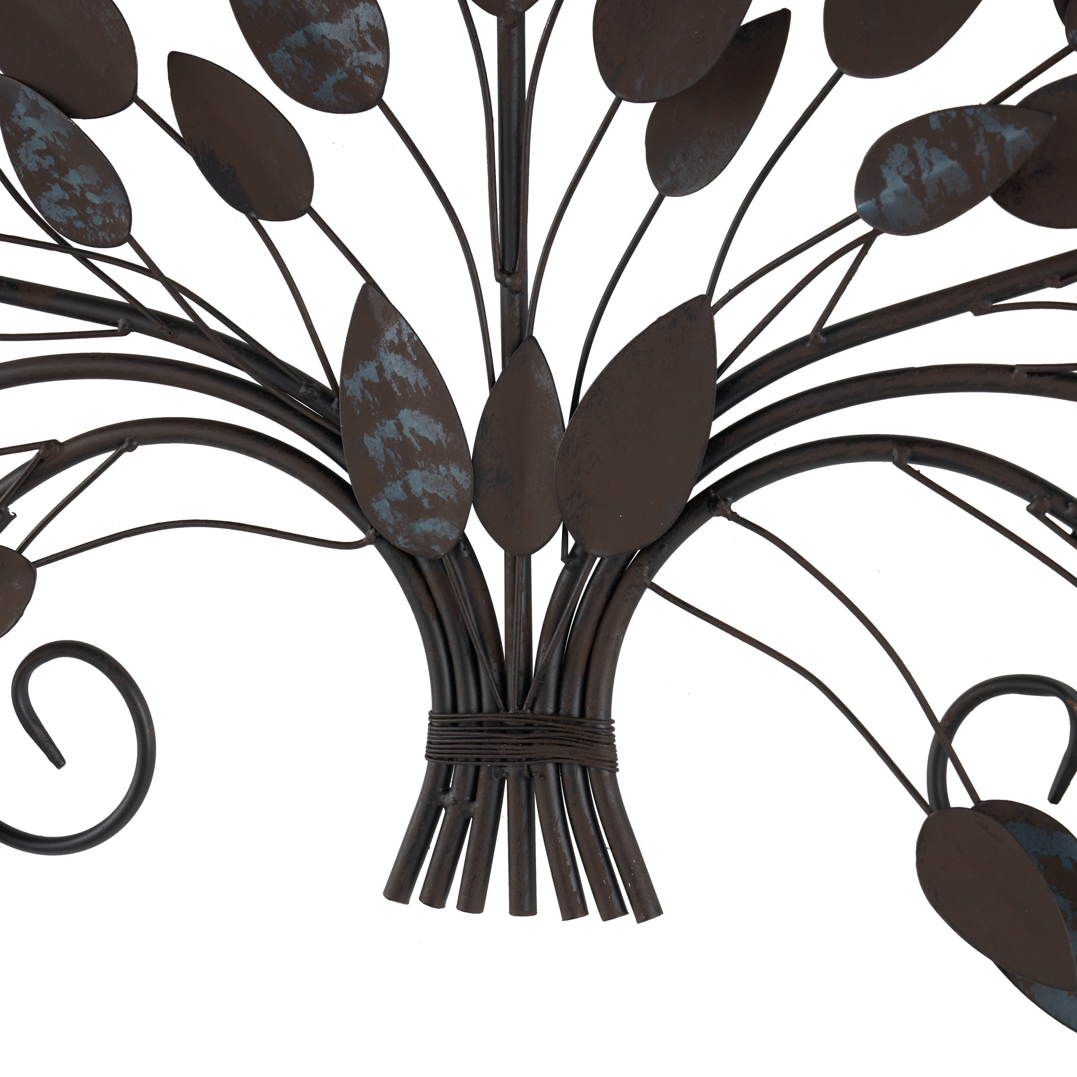 DecMode Blue Metal Leaf Wall Decor with Beaded Accents