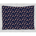 thumbnail image 1 of Giraffe Tapestry, Baby Toddler Nursery Pattern with Funny Animals on Night Sky, Wall Hanging for Bedroom Living Room Dorm Decor, 80W X 60L Inches, Dark Blue Dark Orange and Beige, by Ambesonne, 1 of 2