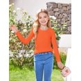 thumbnail image 3 of Arshiner 2 Packs Ribbed Knit Long Sleeve Shirts for Girls Soft Slim Fit Crewneck Casual Base Layer Tops Tees, 3 of 6