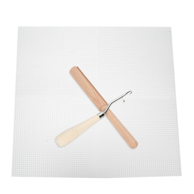 Stability Wooden Handle Crochet Mesh Fabric, DIY Mesh Fabric, For DIY Carpet Knitting Tools Wedding