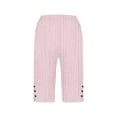 thumbnail image 3 of BLCHUNen Pants for Women Knee Length Pants Striped Lightweight Loose Breathable Casual Home Lounge Summer Pants with Pockets, 3 of 5