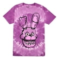 thumbnail image 5 of Five Nights At Freddy's Bonnie Face Men's Purple Spiral Spiral Tie-Dye Crew Neck Short Sleeve T-shirt XXL, 5 of 7