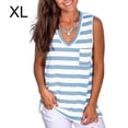thumbnail image 1 of Camiseta sin mangas con cuello en V casual para mujer, camiseta de verano con cuello en V, azul, blanco, XL, 1 of 5
