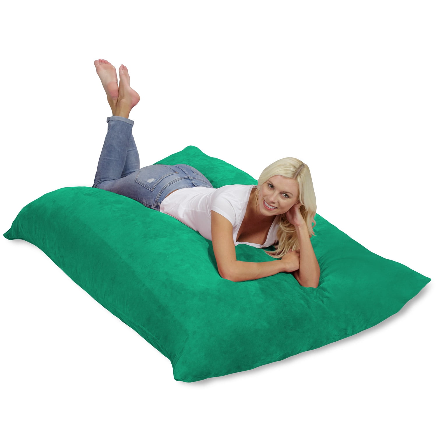Chill Sack Bean Bag Pillow, Memory Foam Lounger with Microsuede Cover, Kids, Adults, 7.5 ft, Tide Pool