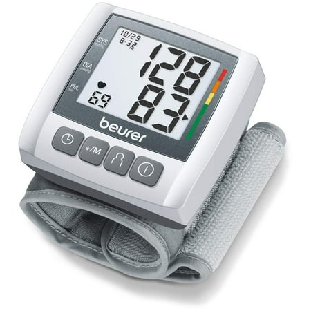 Beurer Wrist Blood Pressure Monitor, Fully Automatic Accurate Readings, Adjustable Wrist Cuff, Clear LCD Display, BC30