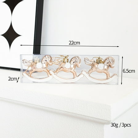 Zhuge 3 Pcs Christmas Ornament Set Horse Ornament Christmas Hanging Decorations Western Theme Party Decorations for Christmas Tree Decor，Champagne