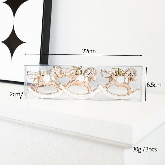 Zhuge 3 Pcs Christmas Ornament Set Horse Ornament Christmas Hanging Decorations Western Theme Party Decorations for Christmas Tree Decor，Champagne