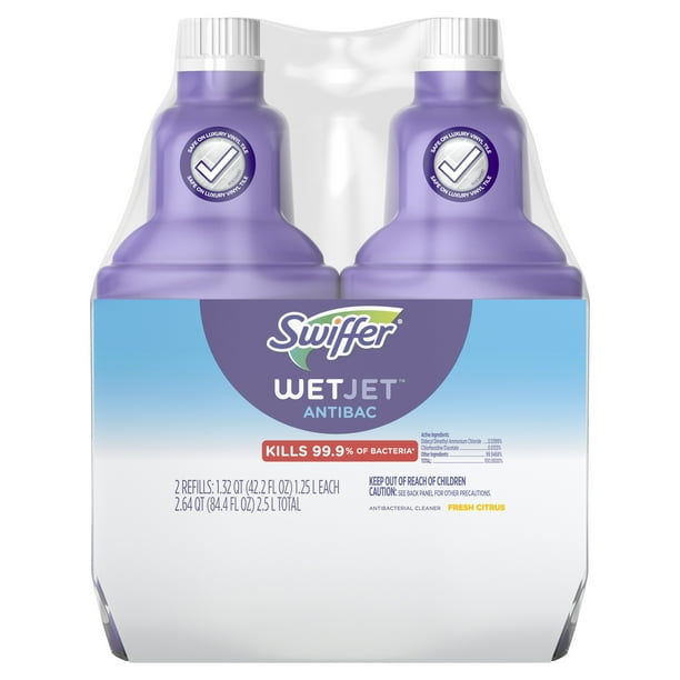 Swiffer WetJet Antibacterial Multi-Surface Floor Cleaner, 84.4 fl oz, 2 ...