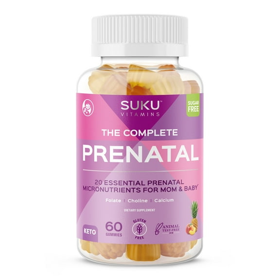 SUKU Vitamins, Complete Prenatal Gumnmies, Pineapple & Peach, 60 Count