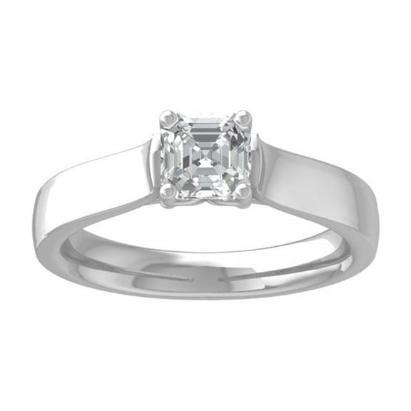 ARAIYA FINE JEWELRY 14K White Gold Asscher-shape Diamond Solitaire Engagement Ring (1 cttw, I-J Color, I2-I3 Clarity) Size 6.5