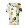 thumbnail image 4 of St.Patrick's Day T-shirt Women - Irish Lucky Clover 3/4 Sleeve Shirt, Fashion Shamrock Green Shirt, Costume for St.Patrick's Day|Style DGoldXL, 4 of 5