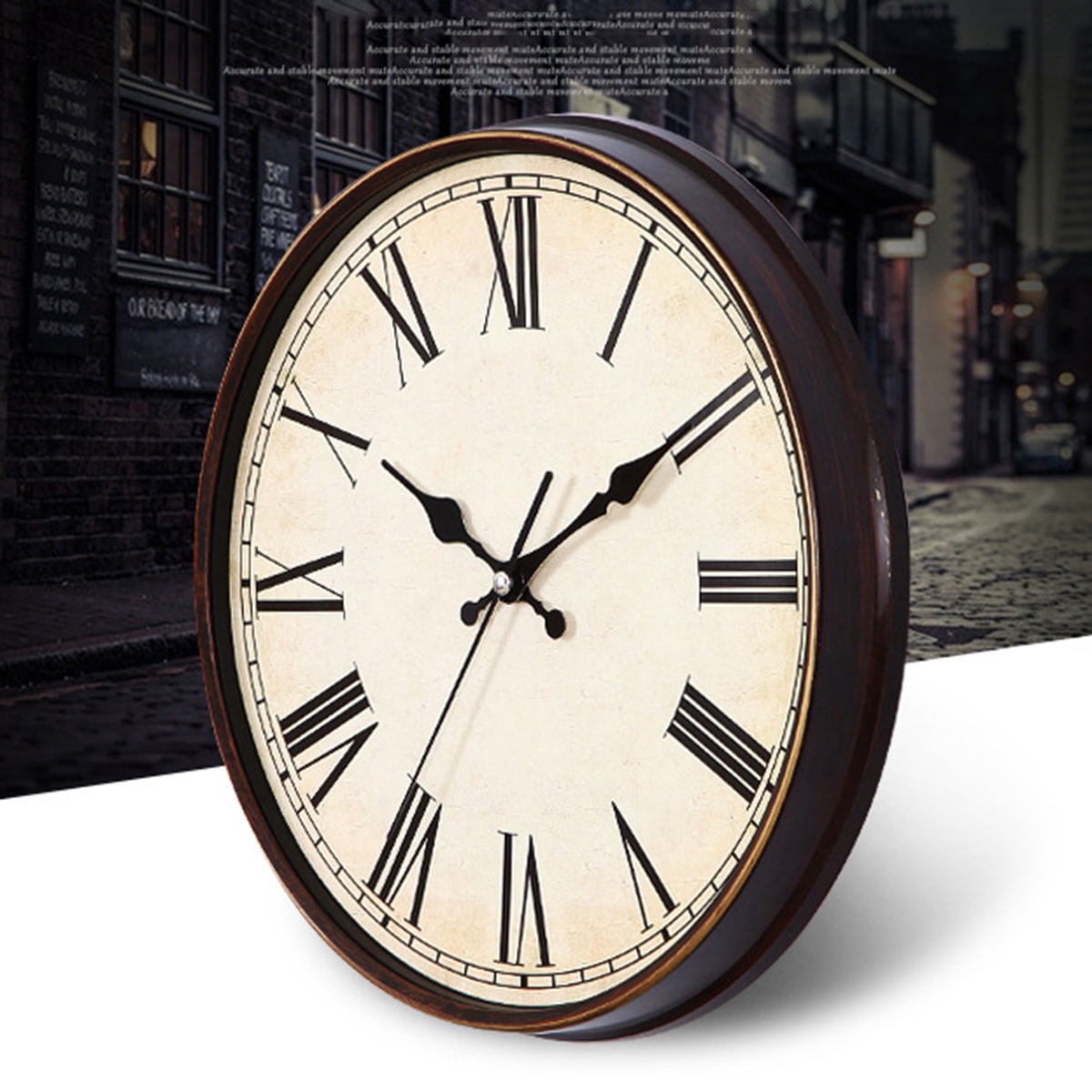 Masteelf Vintage Dial Clock European Round Roman Numeral Silent Clock 3D Large Decorative Wall Clock for Living Room Bedroom Kitchen