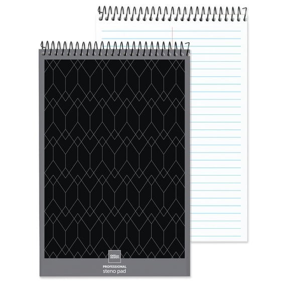Office Depot Professional Steno Book, 6in. x 9in., Gregg Ruled, 200 Pages (100 Sheets), White, 99526