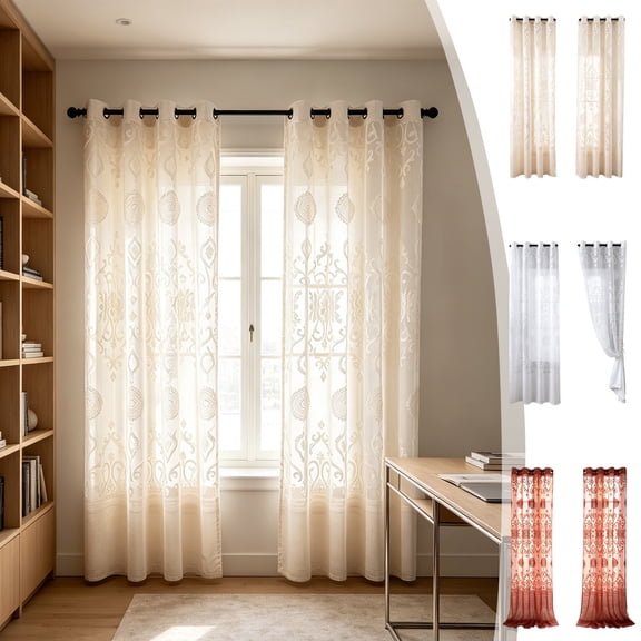 Aoznliie Bohemian Curtains, Semi Blackout Geometric Print Curtains for Living Room Bedroom, Boho Window Curtain with Grommets, 85x52in