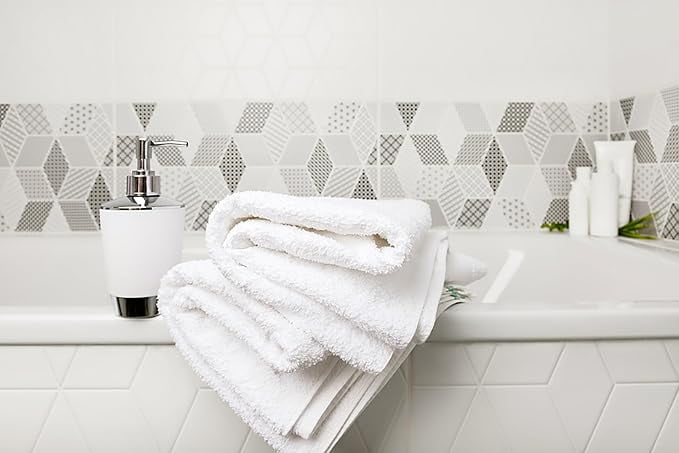 ZUPERIA White Bath Towels, 12-Pack (20x40), 100% Cotton, Lightweight, Quick-Dry, Soft & Absorbent, Ideal for Hotels, Gyms & Commercial Use