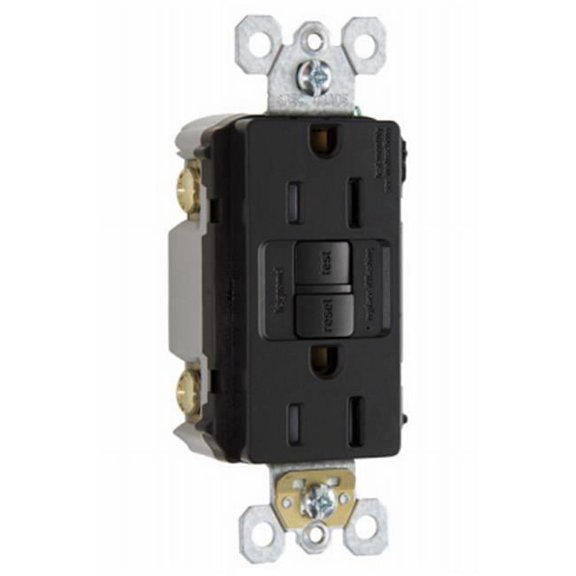 1597TRBKCC4 15A 125V Tamper Resistant Self Testing GFCI Receptacle, Black