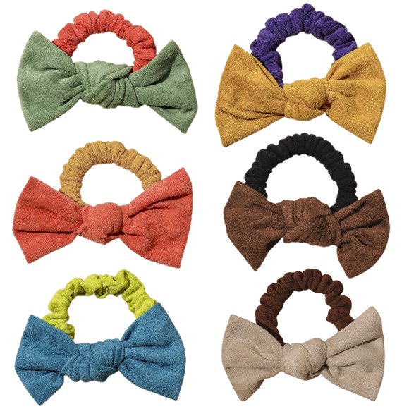Cheveux Scrunchies Bowknot Peluche: 6pcs Titulaires de queue de cheval Vintage Bandes de cheveux pour dame