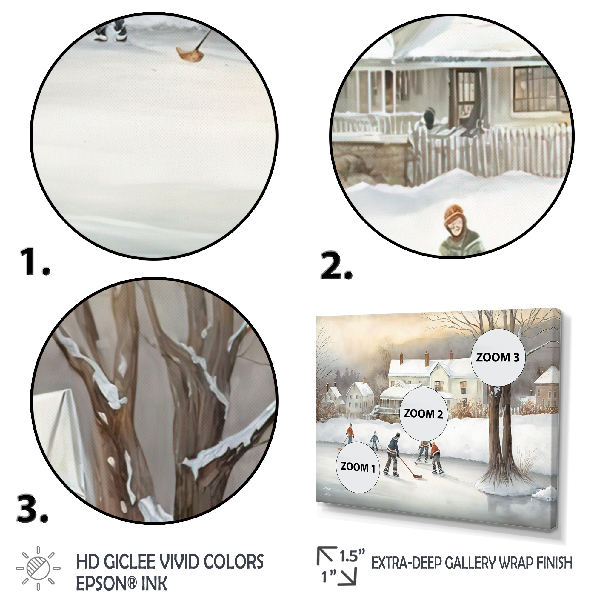 Designart Kids Playing Hockey In Winter III Canvas Wall Art