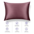 thumbnail image 2 of TAFTS Silk Pillowcase 22 Momme 100% Pure Mulberry Silk Pillowcase for Hair and Skin, Both Sides Grade 6A Long Fiber Natural Silk Pillow Case, Concealed Zipper, Standard, Mauve, 2 of 3