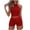 Red, variant on Women Summer 2 Piece Sets Slim Halters Tied Backless Top and Elastic Waist Drawstring Shorts Set Vacation Fashions Outfits