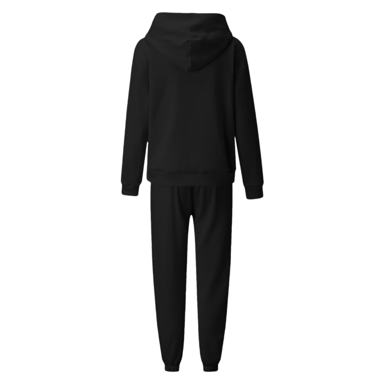 UPPADA Womens 2 Piece Outfits Lounge Hoodie Sweatsuit Sets Casual Sets for Women 2 Piece Casual Sets for Women Fall Fall Spring Fashion Clothes with Kangaroo Pocket Black,L