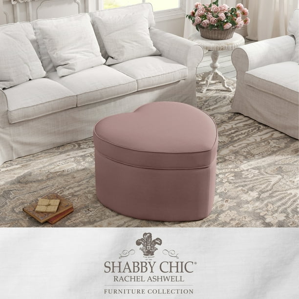 Kristina Linen Heart Shaped Storage Ottoman, Pink - Walmart.com