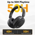 thumbnail image 4 of Hybrid Active Noise Cancelling Headphones -45dB, Bluetooth Headphones 5.4, Bass Boosted by 90%, 50H Playtime, ENC Clear Call, Comfort Fit Over Ear Wireless Headphone for Travel Office PC Pure Black, 4 of 14