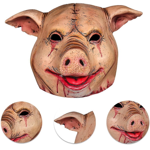 Máscara de miedo de Halloween Máscara de terror Mascarada Máscara de cabeza de cerdo Disfraz de cosplay de animal La máscara de látex, Máscara de capucha de cabeza de cerdo aterradora de Hal