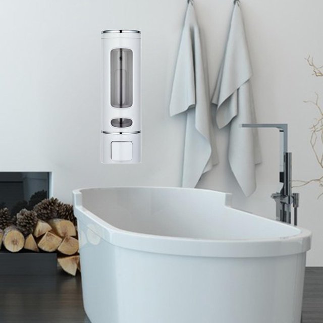 Dispensador de jabón ABS, contenedor de loción de champú para , de montaje en pared, , oficina, , banco, restaurant Blanco individual Soledad Dispensador de jabón para montaje en pared