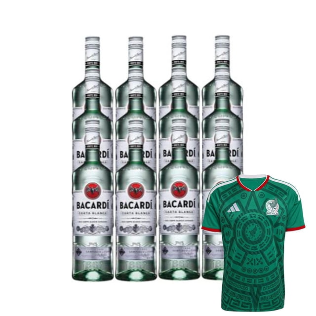 12 Ron Bacardi Carta Blanca 980 ml + Jersey Verde