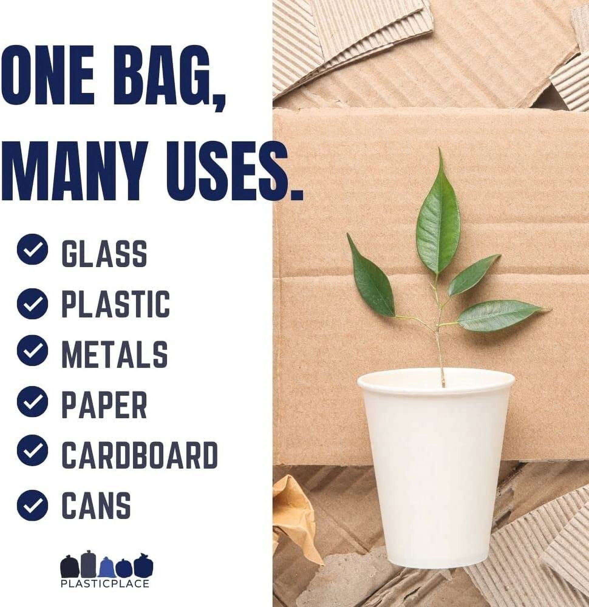 Plasticplace 65 Gallon Recycling Trash Bags │1.5 Mil │ Blue Heavy Duty Garbage Can Liners │ 50” x 48” (50 Count)