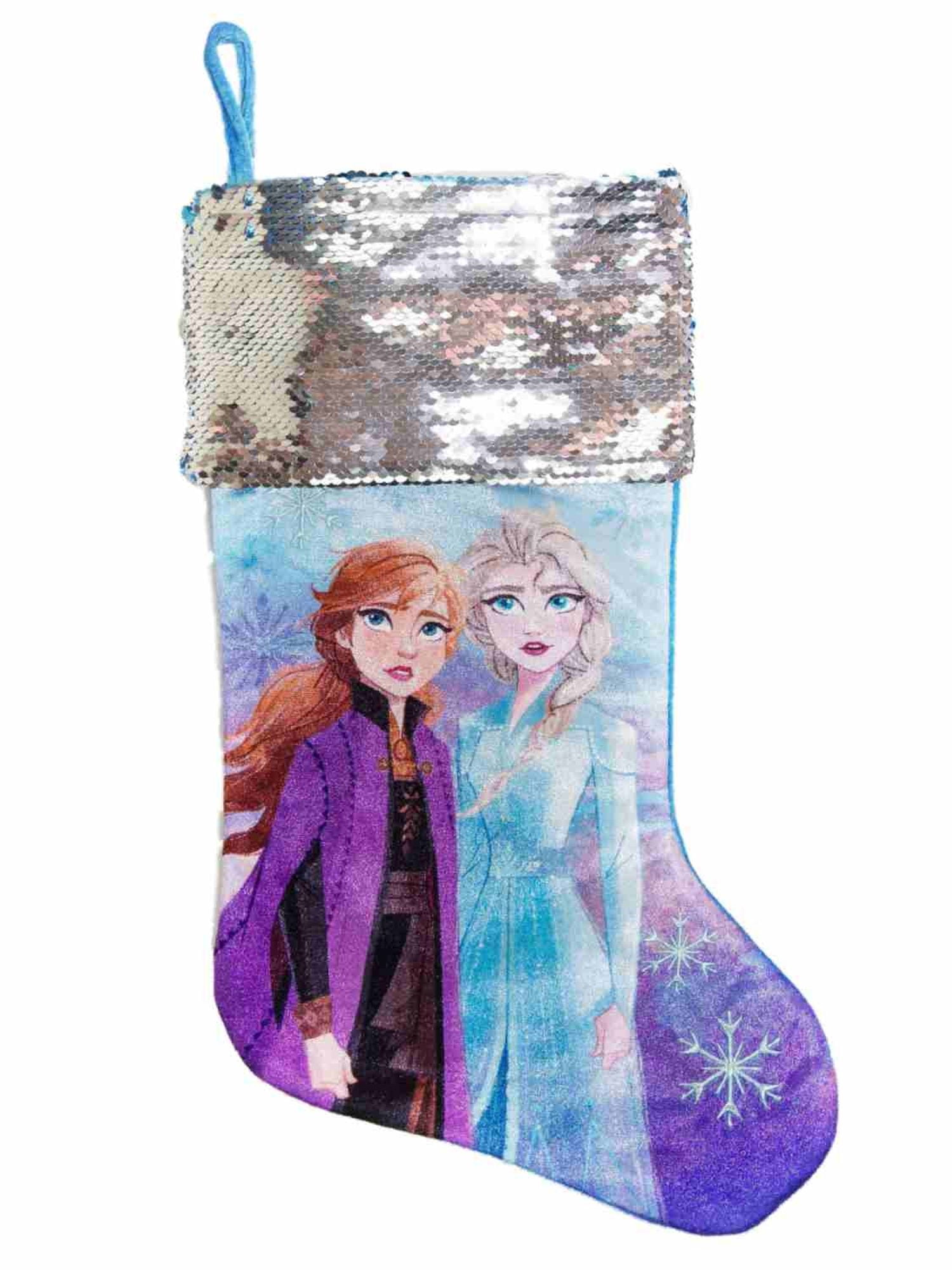 Disney Frozen Princess Anna Elsa 18" Christmas Stocking with Fur Cuff NEW 