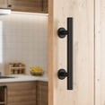 thumbnail image 4 of 12" Heavy Duty Sliding Barn Door Handle, Pull and Flush Hardware Set, Black Powder Coated Finish, Large Rustic Two-Side Design, Round, 4 of 6