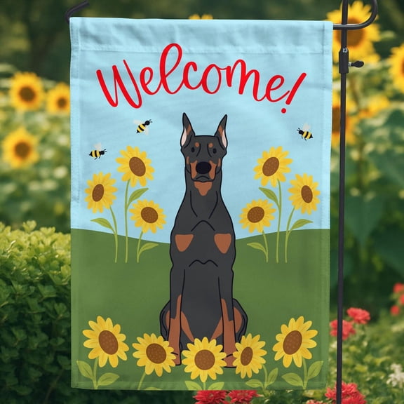 Doberman Sunflower Summer Dog Lover Flag 12x18 POLE NOT INCLUDED Garden Flag