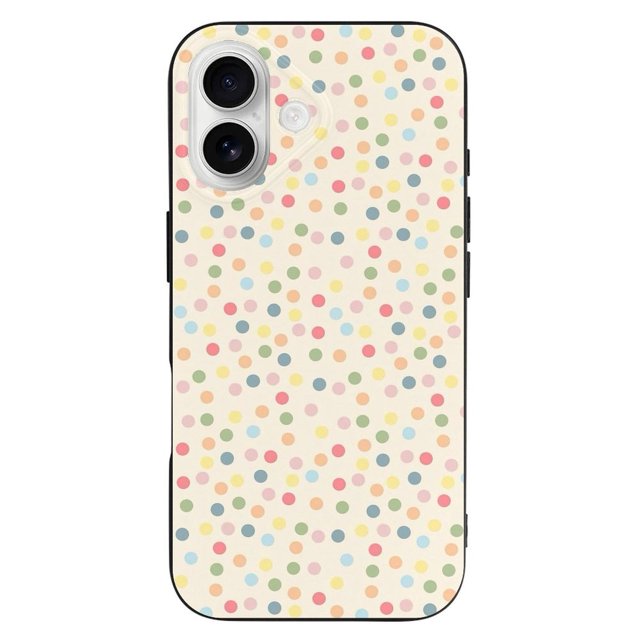 Funda de TPU con lunares para iPhone 16: ultrafina, a prueba de golpes, antiamarilleo, resistente a arañazos, compatible con carga inalámbrica, agarre mejorado, estilo negro.