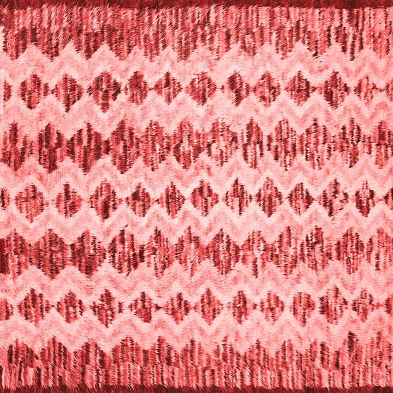 Ahgly Company Indoor Square Abstract Red Contemporary Area Rugs, 6' Square