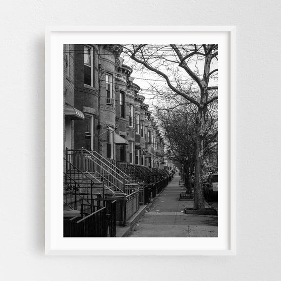 Ridgewood Residential 05 B&W - Manhattan New York Photography White Framed Wall Art Print 16 x 20 inches